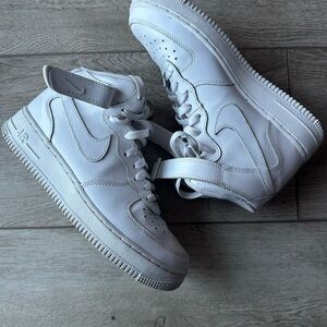 Nike All-White Mid-Top Air Force Style Sneakers